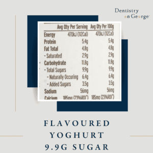 Vanilla yoghurt food label for sugar content