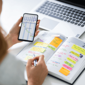 Busy professional checking schedule for a dental appointment in Brisbane CBD