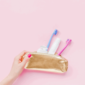 Portable dental care kit with toothbrush and floss for professionals on the go